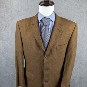 Christian Berg Blazer Jacket 42R Brown 100% Cashmere Birdseye Sportcoat Germany
